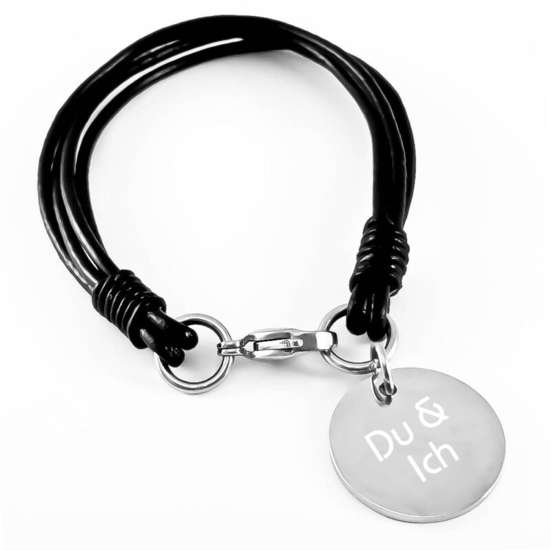 Bild von   lederarmband mit kreisanhaengejpg | Individuelle 🎁 persönliche 🎁 personalisierte Geschenke bedruckt ▪ bestickt ▪ graviert