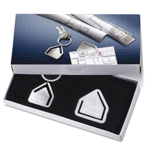 Schlüsselanhänger + Lesezeichen mit Gravur