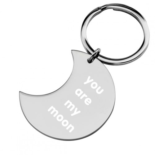 Edelstahl-Schlüsselanhänger Mond mit Gravur