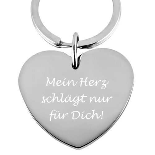 Edelstahl-Schlüsselanhänger mit Gravur Herz