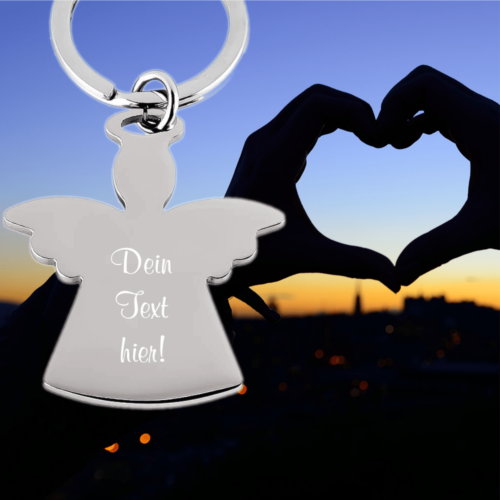 Edelstahl-Schlüsselanhänger mit Gravur Engel