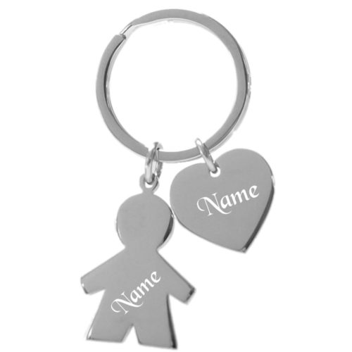 Edelstahl-Schlüsselanhänger mit Gravur Mann mit Herz