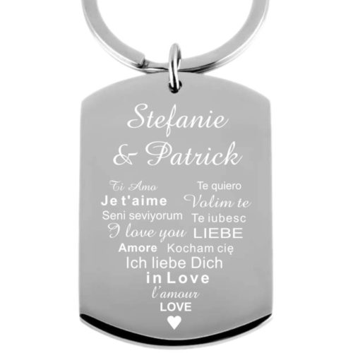 Edelstahl-Schlüsselanhänger mit Gravur Dog-Tag LIEBE