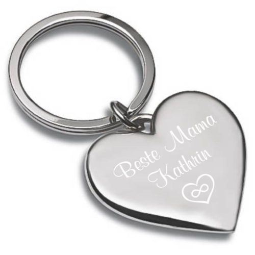 Schlüsselanhänger mit Gravur Shiny-Heart - Mama