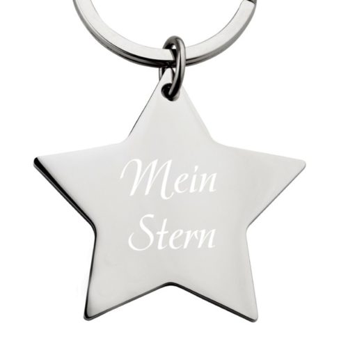 Edelstahl-Schlüsselanhänger mit Gravur Stern