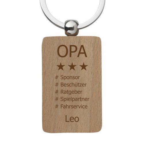 Holz-Schlüsselanhänger mit Gravur Hashtag-Opa