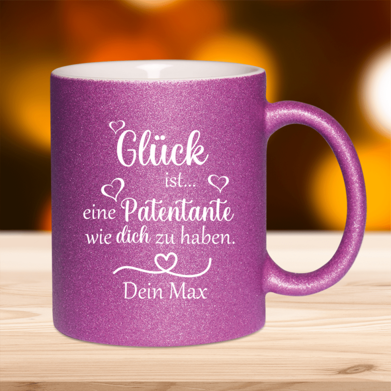 Bild von   personalisierte glitzertasse gpng | Individuelle 🎁 persönliche 🎁 personalisierte Geschenke bedruckt ▪ bestickt ▪ graviert