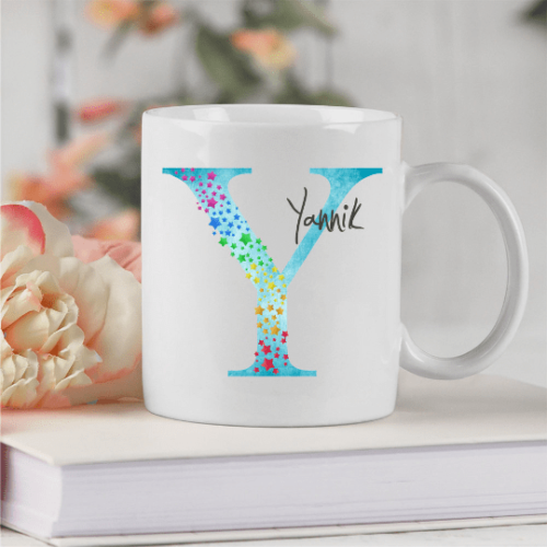 personalisierte Tasse Buchstabentasse Initial Sterne mit...