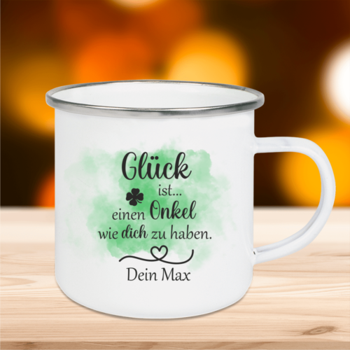 Emaille Tasse Glück ist... einen Onkel wie dich zu haben mit...