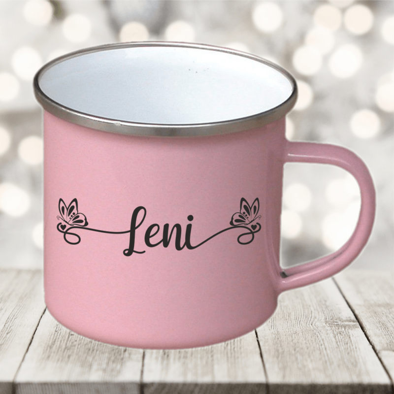 Bild von   emaille kindertasse rosa mit npng | Individuelle 🎁 persönliche 🎁 personalisierte Geschenke bedruckt ▪ bestickt ▪ graviert