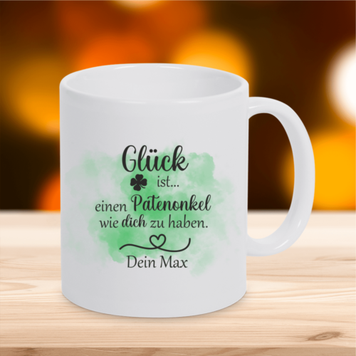 Personalisierte Tasse Glück ist... einen Patenonkel wie dich zu...
