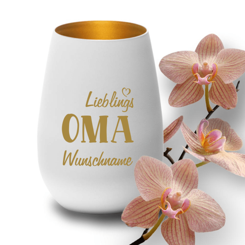 Bild von   deko windlicht lieblings oma mpng | Individuelle 🎁 persönliche 🎁 personalisierte Geschenke bedruckt ▪ bestickt ▪ graviert