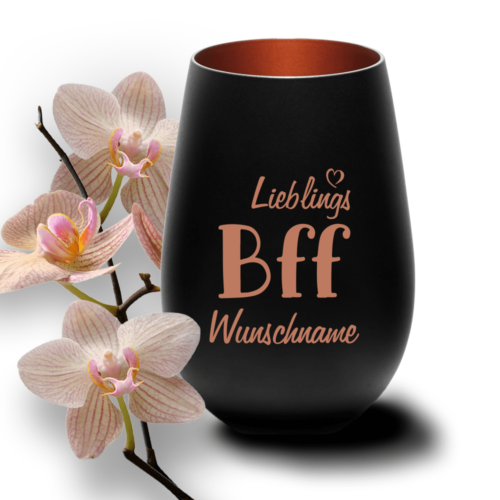 Deko-Windlicht Lieblings-Bff mit Wunschnamen schwarz-bronze