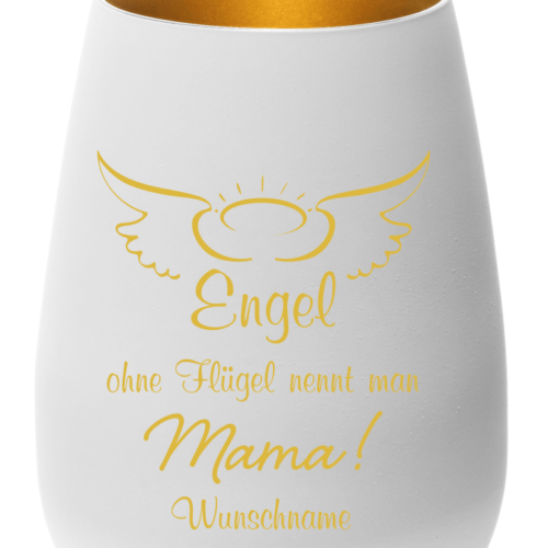 Windlicht mit Gravur Engel ohne Flügel nennt man Mama