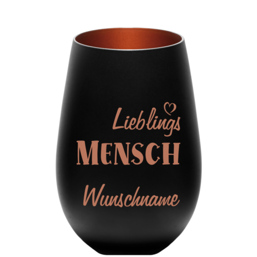 Deko-Windlicht Lieblings-Mensch mit Wunschnamen schwarz-bronze