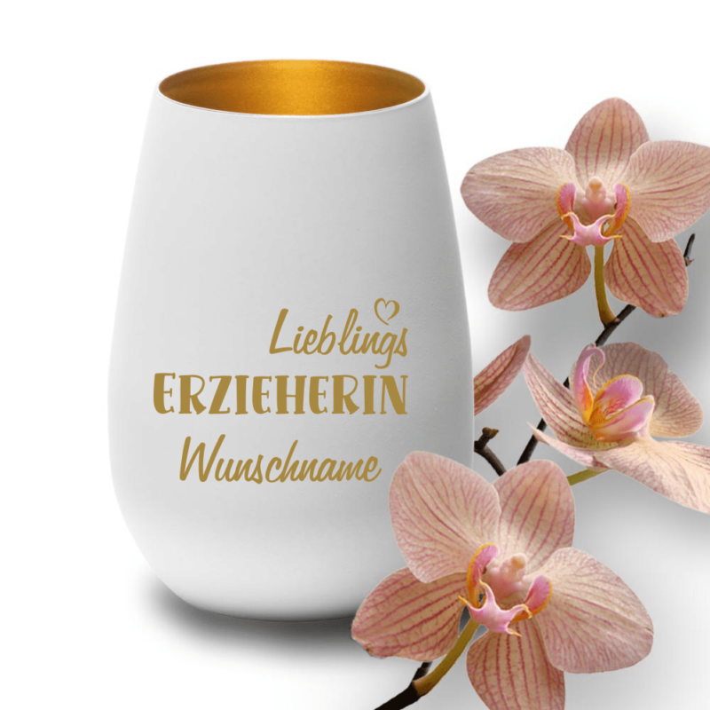 Bild von   deko windlicht lieblings erziepng | Individuelle 🎁 persönliche 🎁 personalisierte Geschenke bedruckt ▪ bestickt ▪ graviert
