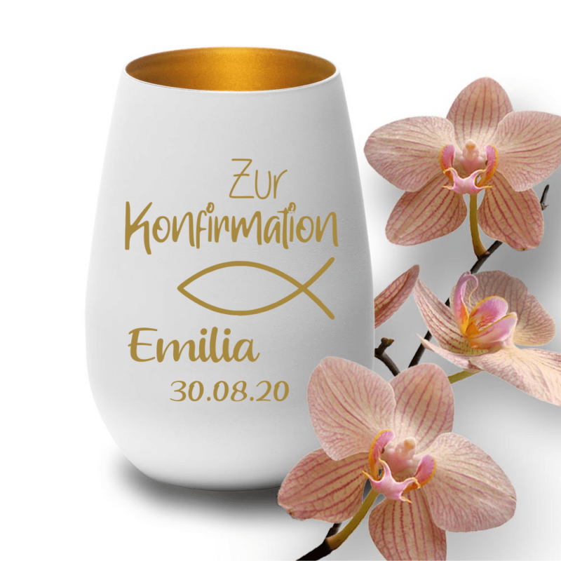 Bild von   windlicht mit gravur weiss golpng | Individuelle 🎁 persönliche 🎁 personalisierte Geschenke bedruckt ▪ bestickt ▪ graviert