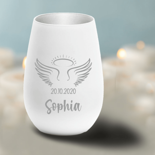 Personalisiertes Windlicht Erinnerungslicht - Engelsflügel