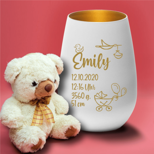 Personalisiertes Windlicht zur Geburt