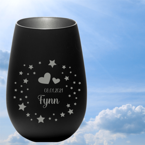 personalisiertes Windlicht Erinnerungslicht - Sterne & Herzen in...