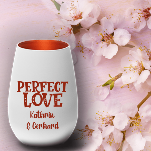 Windlicht zum Valentinstag - Perfect Love - mit Deinen Wunschnamen