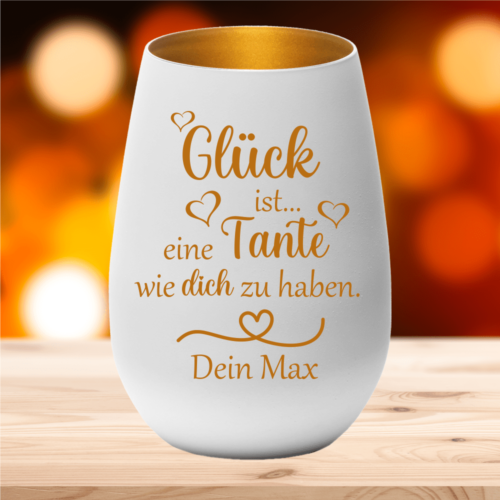 personalisiertes Windlicht Glück ist eine Tante... mit Deinem...