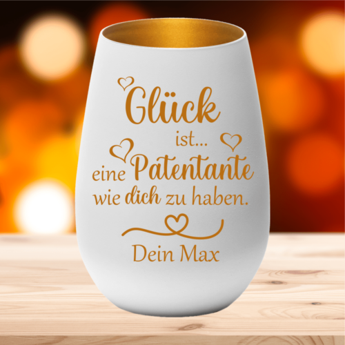 personalisiertes Windlicht Glück ist eine Patentante... mit Deinem...