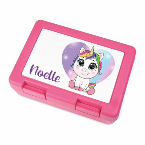 Mädchen-Brotdose mit Deinem Namen Einhorn