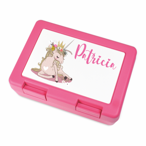 Brotdose mit Namen Einhorn-Floral