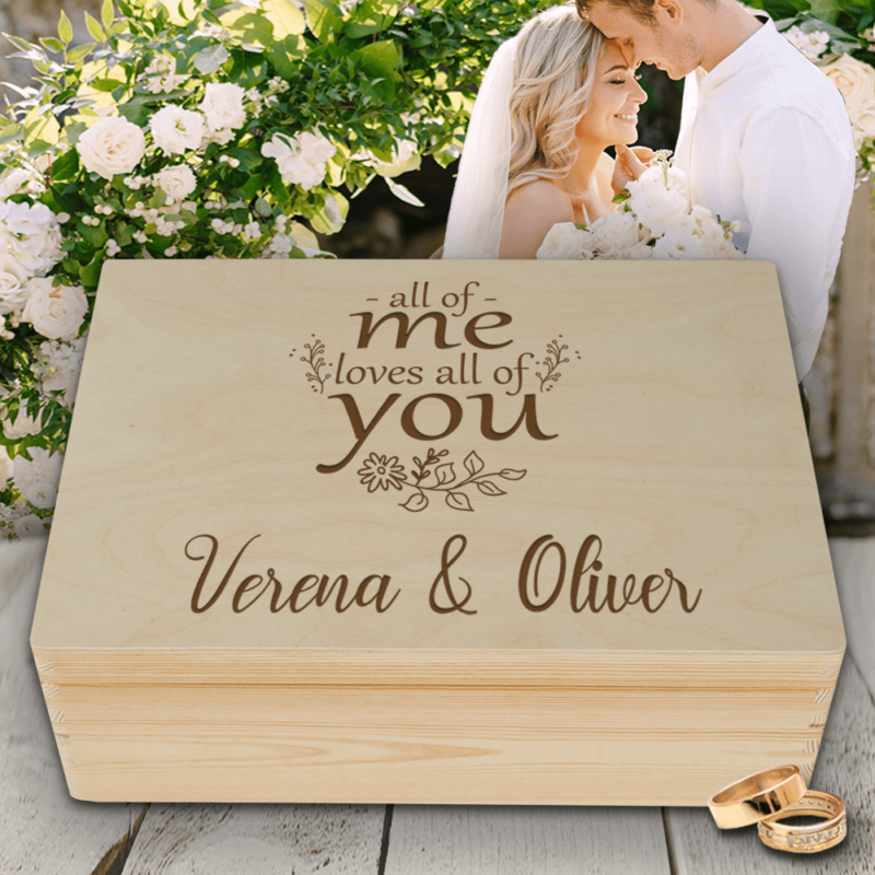 Personalisierte Erinnerungsbox Hochzeit all of me loves all of...