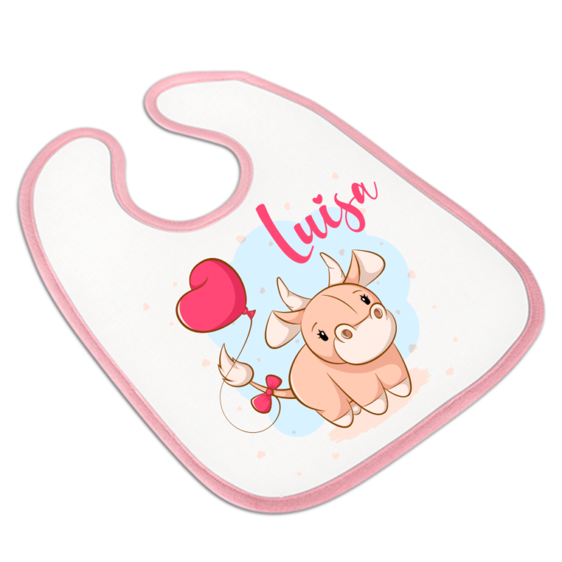 Bild von   baby laetzchen mit namen kuhpng | Individuelle 🎁 persönliche 🎁 personalisierte Geschenke bedruckt ▪ bestickt ▪ graviert