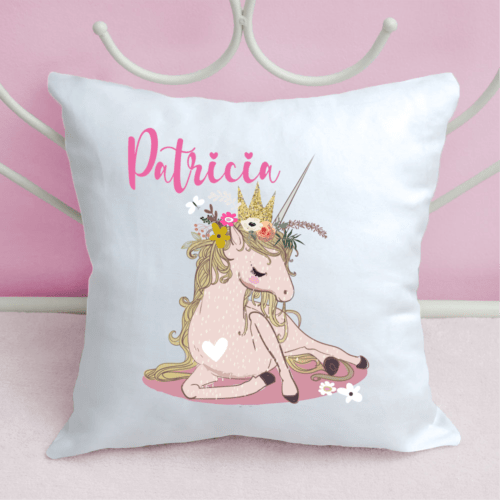 Kissen mit Namen Einhorn floral