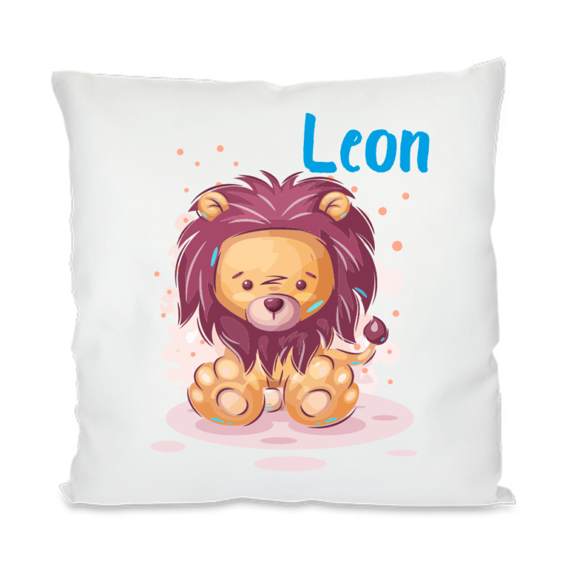 Bild von   kinder kissen mit namen loewepng | Individuelle 🎁 persönliche 🎁 personalisierte Geschenke bedruckt ▪ bestickt ▪ graviert