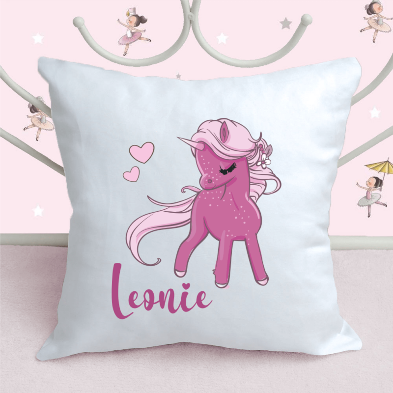 Bild von   kinder kissen mit namen einhorpng | Individuelle 🎁 persönliche 🎁 personalisierte Geschenke bedruckt ▪ bestickt ▪ graviert