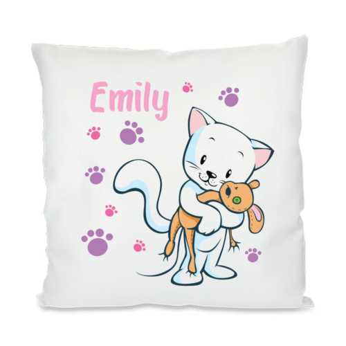 Namenskissen für Mädchen- Schmuse-Katze