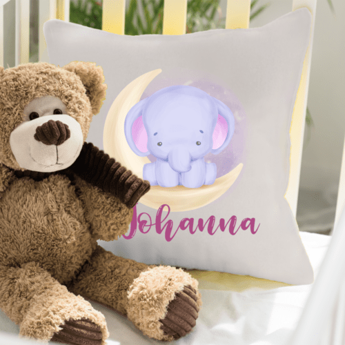 Namenskissen für Mädchen Elefant im Mond