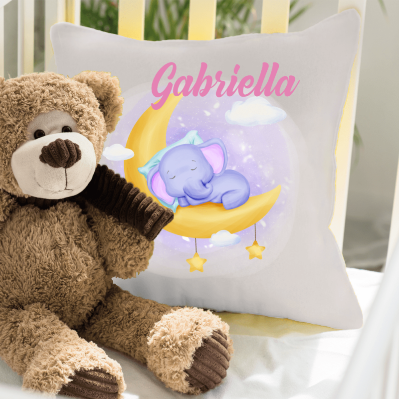 Bild von   kinder kissen mit namen elefanpng | Individuelle 🎁 persönliche 🎁 personalisierte Geschenke bedruckt ▪ bestickt ▪ graviert
