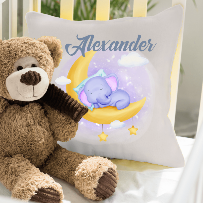Bild von   kinder kissen mit namen elefanpng | Individuelle 🎁 persönliche 🎁 personalisierte Geschenke bedruckt ▪ bestickt ▪ graviert