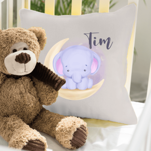 Namenskissen für Jungen Elefant im Mond