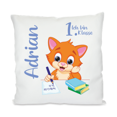 Namenskissen zur Einschulung Motiv Kater
