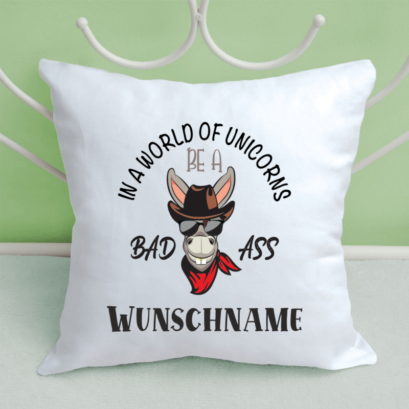 Bild von   kissen bad ass mit deinem wunspng | Individuelle 🎁 persönliche 🎁 personalisierte Geschenke bedruckt ▪ bestickt ▪ graviert