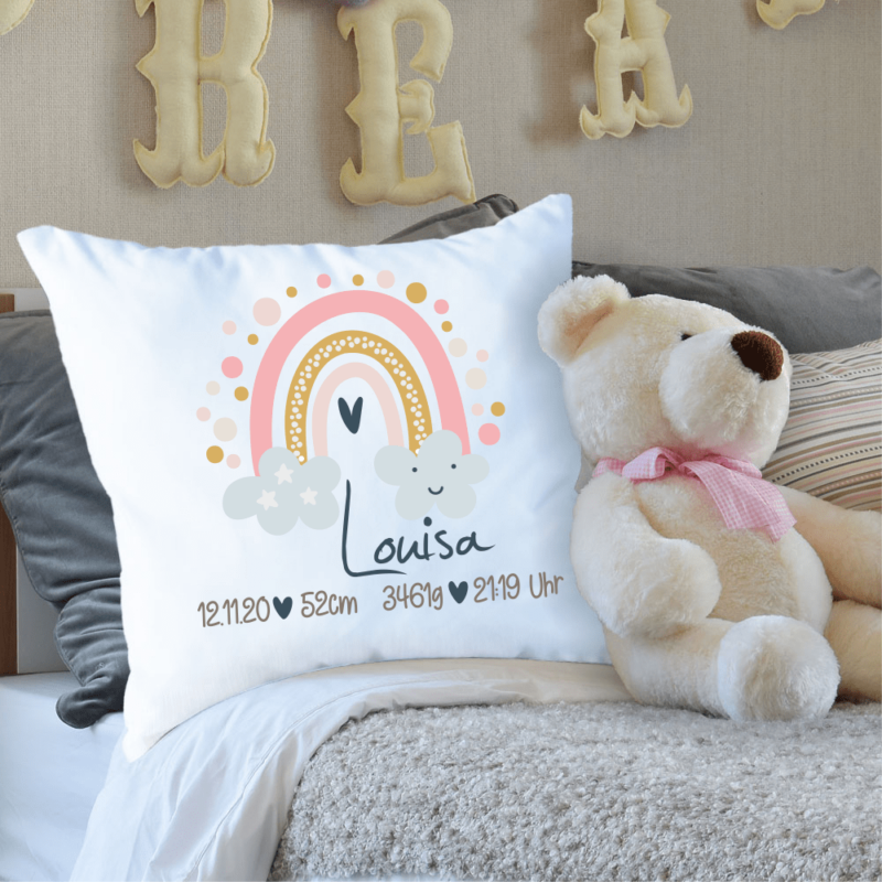 Bild von   kissen mit namen zur geburt repng | Individuelle 🎁 persönliche 🎁 personalisierte Geschenke bedruckt ▪ bestickt ▪ graviert
