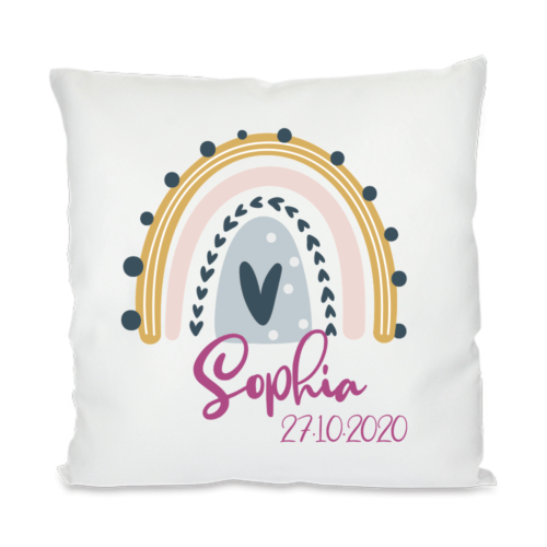 Namenskissen zur Geburt Regenbogen Mädchen