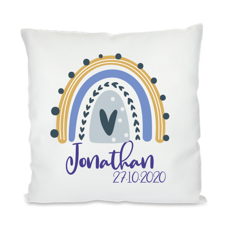 Bild von   namenskissen zur geburt regenbpng | Individuelle 🎁 persönliche 🎁 personalisierte Geschenke bedruckt ▪ bestickt ▪ graviert