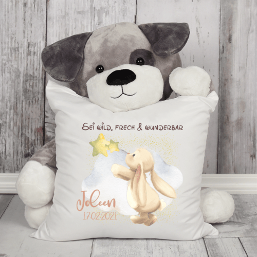 Kissen für Kinder Hase greift nach den Sternen