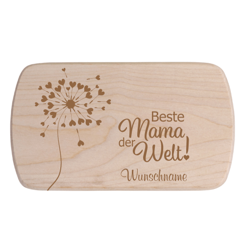 Frühstücksbrettchen Beste Mama der Welt Pusteblume + Wunschname