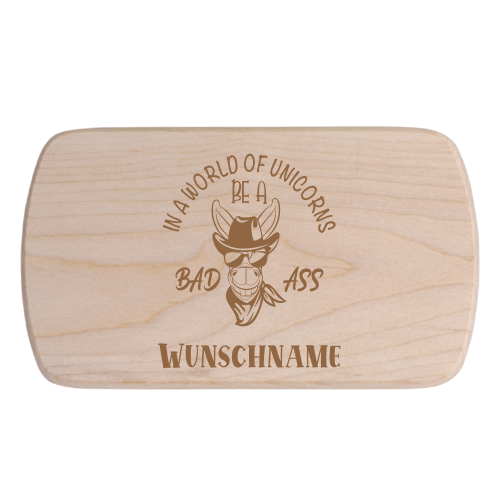 Frühstücksbrett mit Gravur Bad Ass