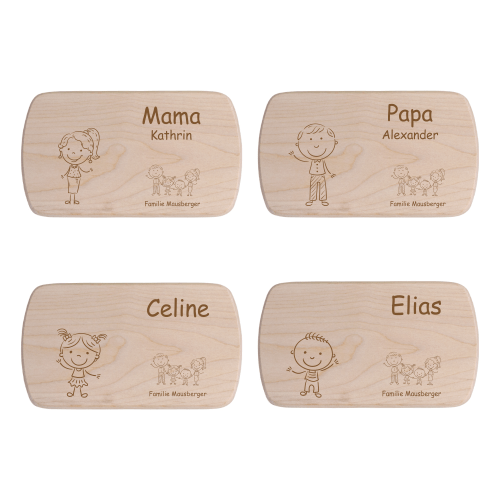 Personalisiertes Frühstücksbrettchen für die Familie