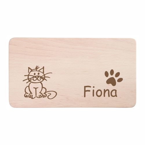 Frühstücksbrettchen mit Gravur für Kinder -Katze