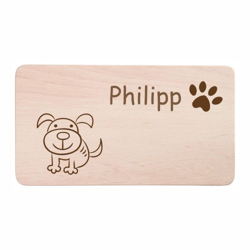 Frühstücksbrettchen mit Gravur für Kinder -Hund